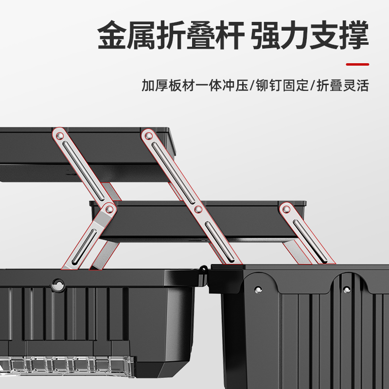 日本质造五金收纳工具箱三层折叠加厚工具箱手提式收纳盒家用电工