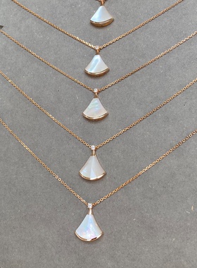 明星同款18K玫瑰金扇子项链