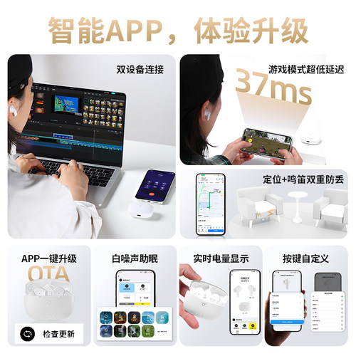 贝壳王子MO3PRO2代双馈降噪蓝牙6.0无线耳机LHDC5.0 LDAC金标55dB - 图2