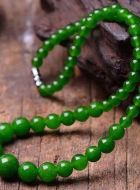 高档绿色菠菜绿项链锁骨男女项链挂坠珠子饰品塔链妈妈链送礼