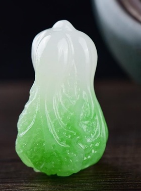 绿青色白菜吊坠百财挂件雕刻项坠男女情侣款挂坠时尚百搭