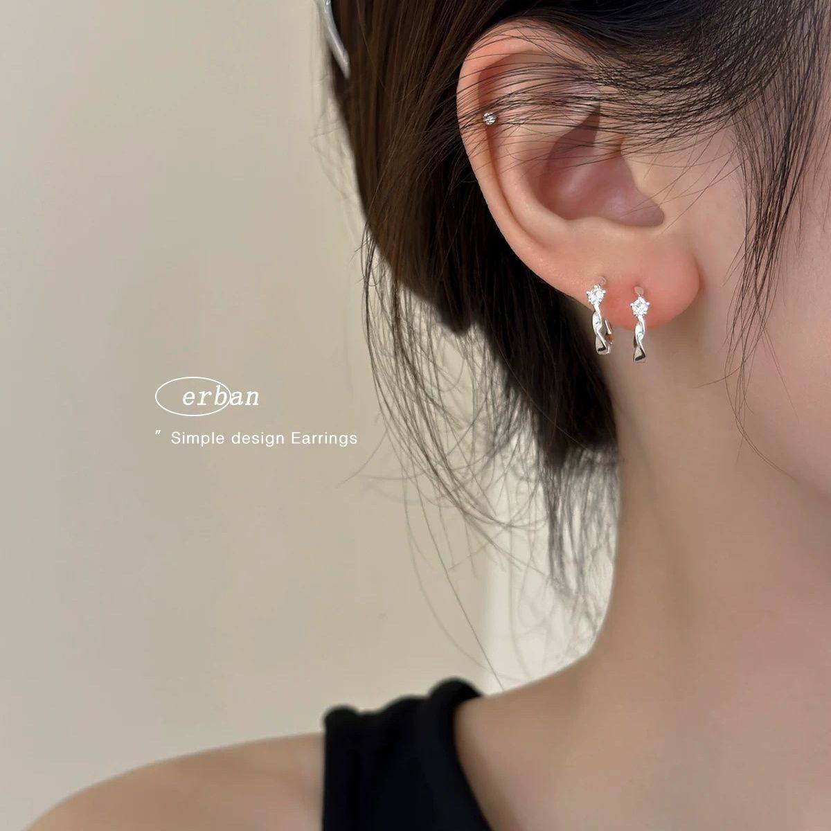 S999足银莫比乌斯锆钻耳扣女气质高级养耳洞耳环圈免摘防饰品,淘宝优惠券,粉丝福利购,淘宝优惠卷