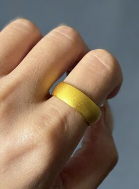 金店同款古法越南沙金男女士戒指宽面简约素面活口磨砂泥鳅背指环