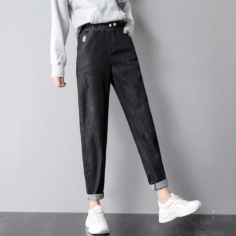 松紧腰宽松休闲直筒2020新款牛仔裤 法兰曼牛仔裤