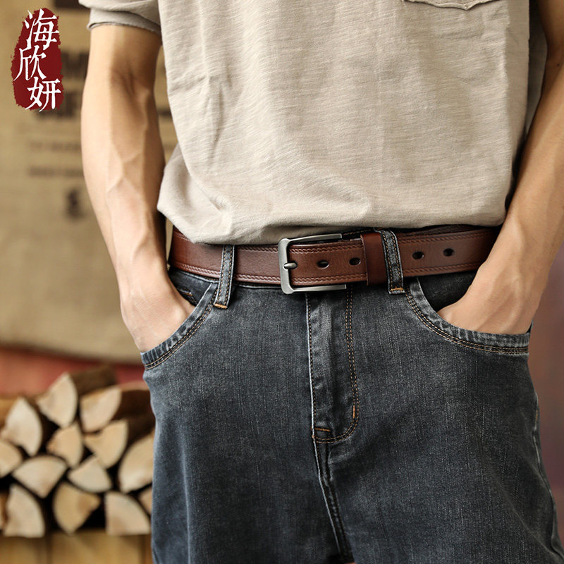 皮带男式真皮针扣腰带潮中年青年休闲复古头层牛皮年轻人裤带正品