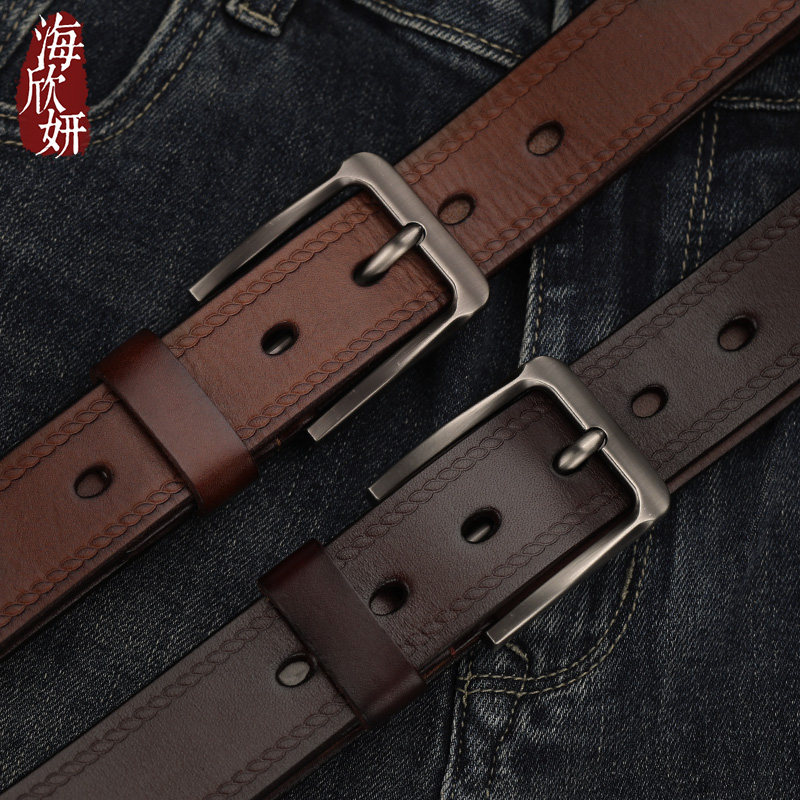 皮带男式真皮针扣腰带潮中年青年休闲复古头层牛皮年轻人裤带正品