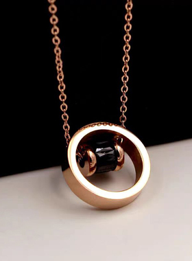 冰晶石大小环小蛮腰项链女轻奢小众高级感设计颈链夏钛钢不掉色锁