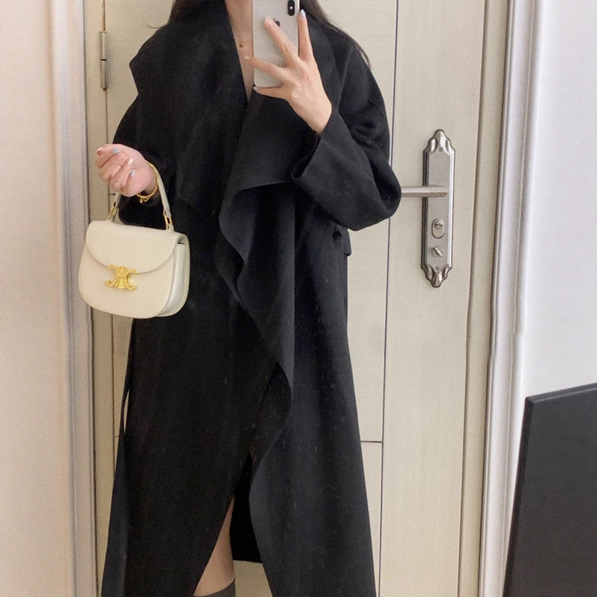 赫本双面羊绒高级感大衣女外套2025反季新款驼色斗篷毛呢长款开衫 - 图2