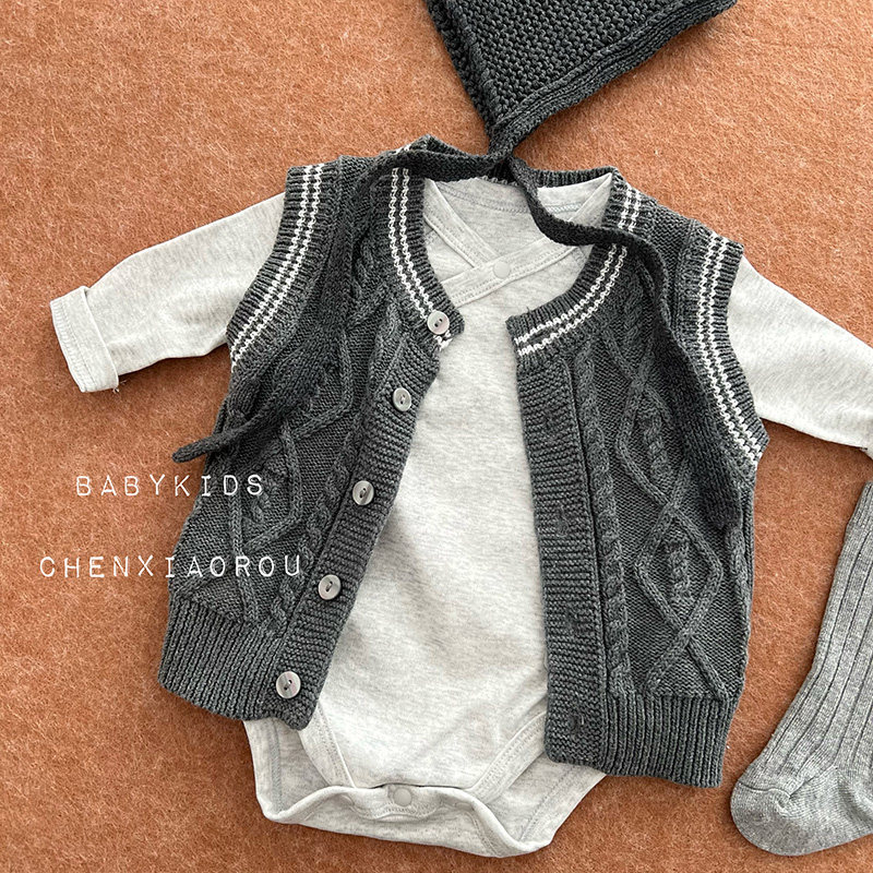 ins风婴幼儿复古百搭针织马甲春秋款男宝宝纯棉毛线背心马夹开衫,淘宝优惠券,粉丝福利购,淘宝优惠卷