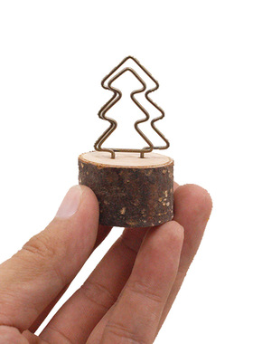 情人节工艺品装饰复古树皮夹名片夹子家居装饰摆件diy照片铁夹