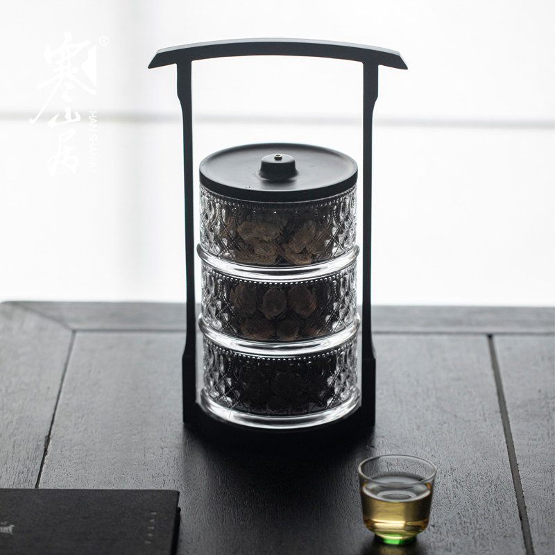 寒山居中式玻璃实木提梁果盒家用防潮防虫茶点零食贡品糕点收纳盒,淘宝优惠券,粉丝福利购,淘宝优惠卷