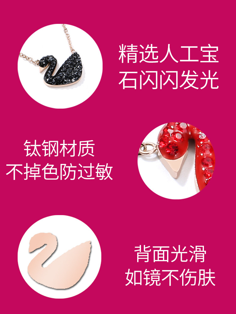 黑天鹅女网红黑色小太钢仙气锁骨链 彩驰饰品项链