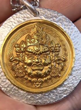 黄财神吊坠银色手工錾刻好运佛像男女款百搭文艺复古民族风2026新