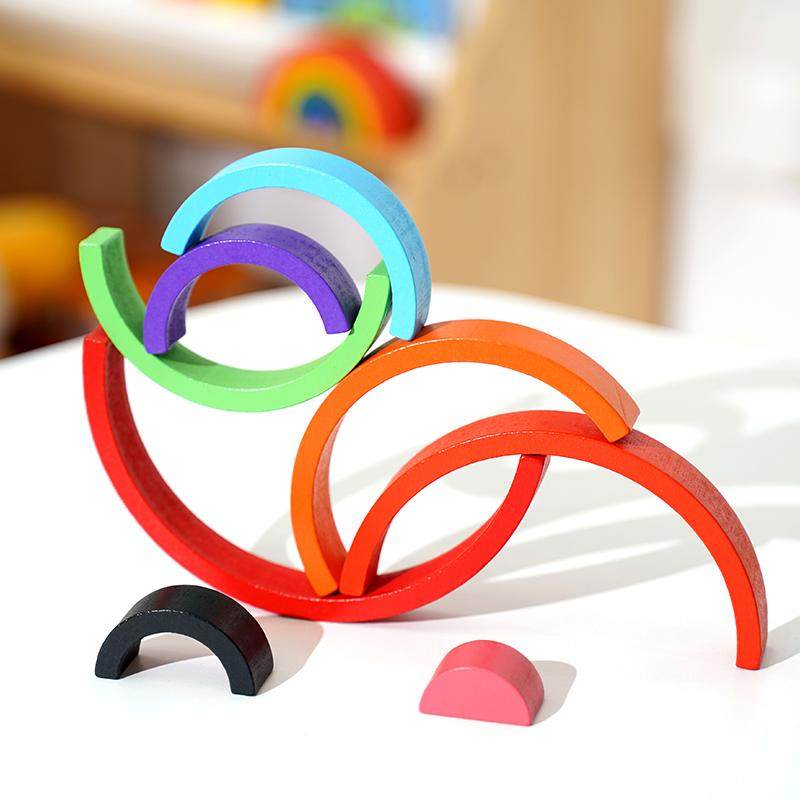 彩虹积木玩具儿童益智拼搭叠叠乐叠叠高宝宝颜色认知摄影装饰摆件,淘宝优惠券,粉丝福利购,淘宝优惠卷