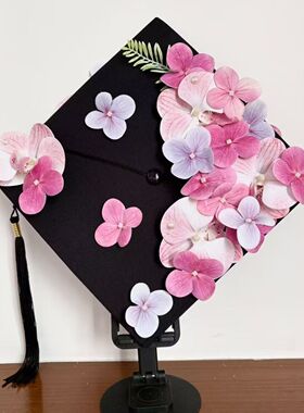 簪花学士帽手工硕士博士毕业帽子