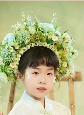 泉州浔埔儿童簪花头饰古装表演