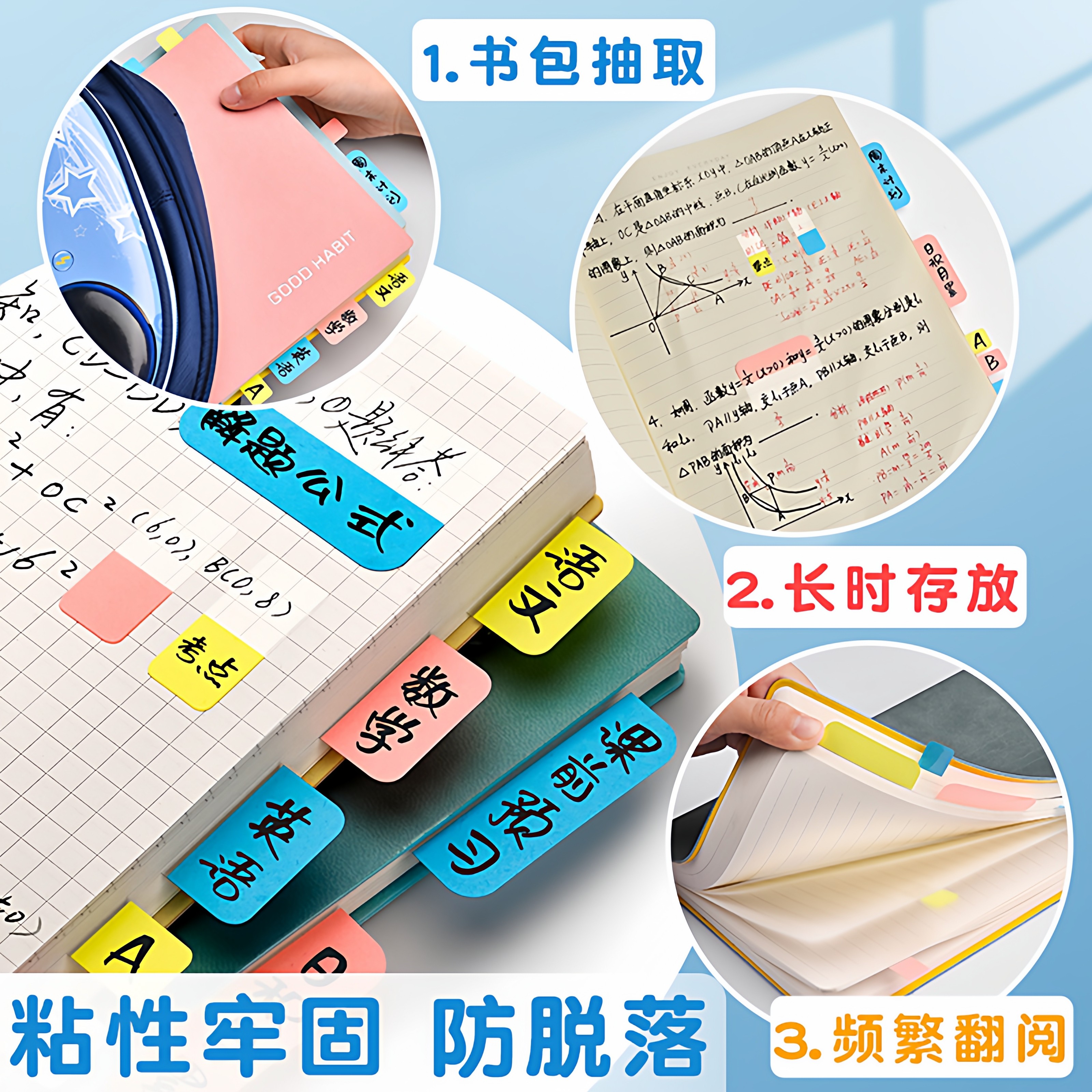Post-it notes can be written on index stickers with strong sticky marks
