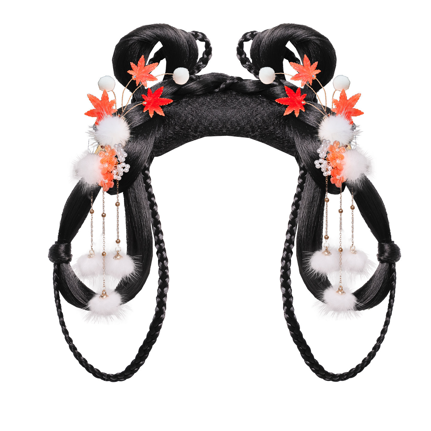 古风秋冬毛球发夹锦鲤流苏新年红色拜年假发饰品组合百搭日常甜美,淘宝优惠券,粉丝福利购,淘宝优惠卷