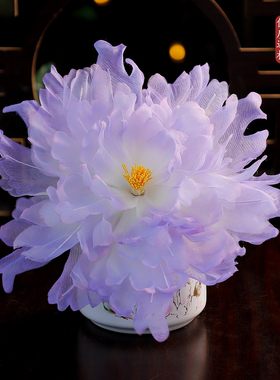 古风汉服淡紫绢纱花朵手工发夹