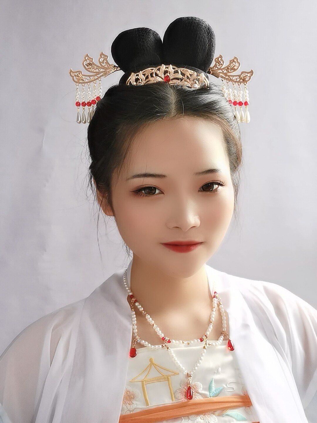 古装汉服头饰花钿古风晋制发饰诃子裙发钗流苏莲花明制小发冠u钗_虎窝淘
