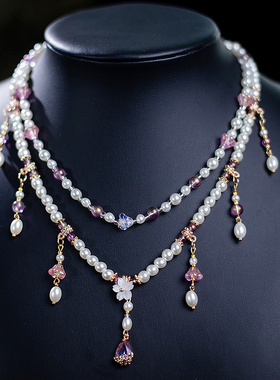 古装珍珠项链仙气简约流苏女