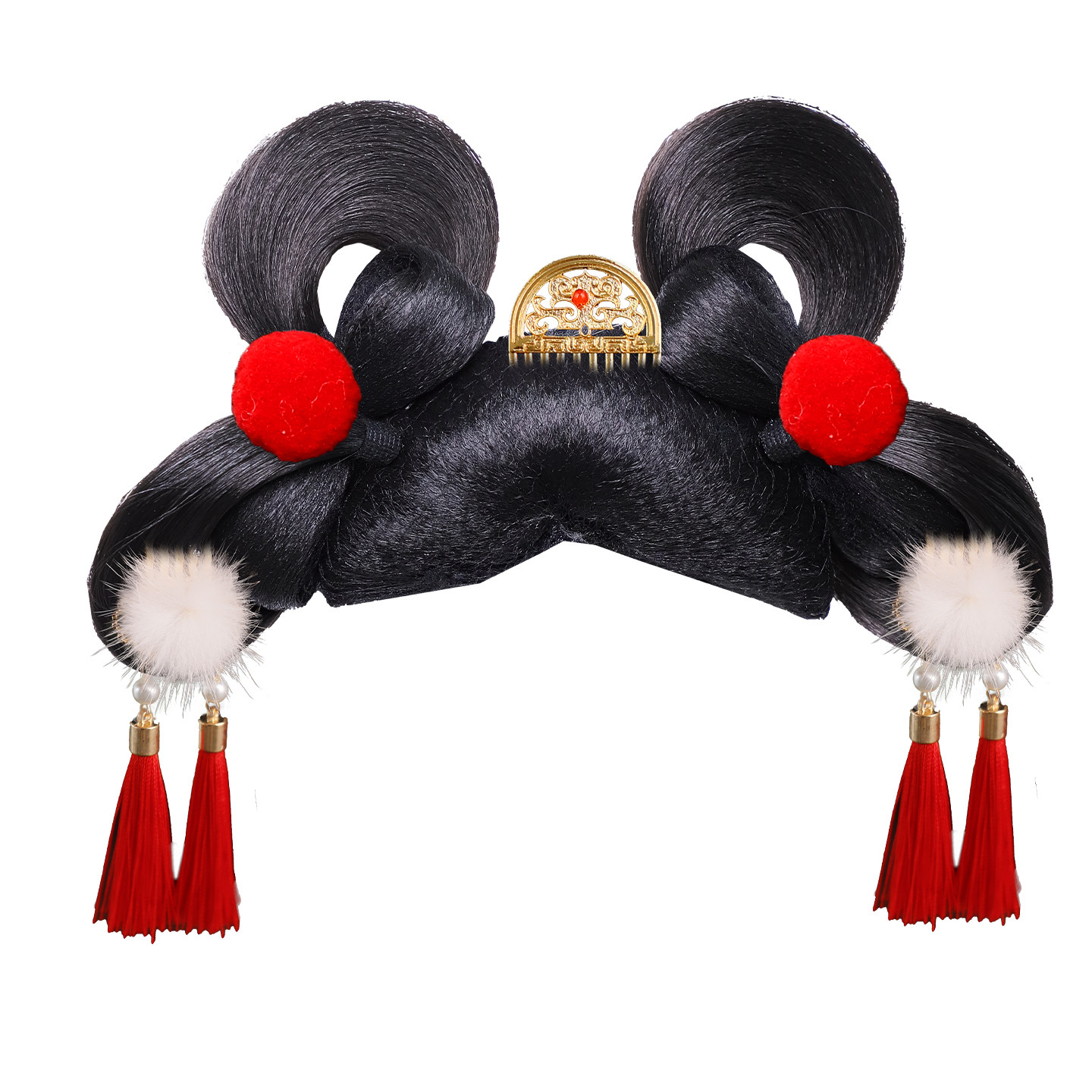 古风发髻假发包古装汉服造型甜美少女花朵果子流苏头饰演出假发,淘宝优惠券,粉丝福利购,淘宝优惠卷