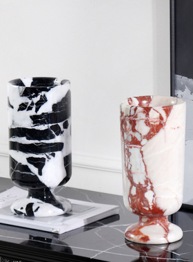 天然大理石宝格丽轻奢花瓶样板房售楼部客厅茶几玄关餐桌花插花器