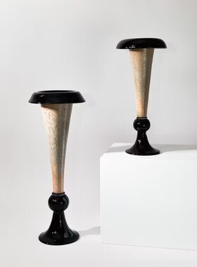 中古风玻璃花瓶花器插花样板房艺术客厅餐桌花器花艺侘寂摆件