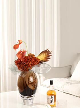 现代轻奢样板间售楼部客厅桌面高档人工吹制手工艺术琉璃花器花瓶