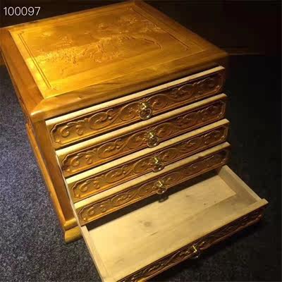 御磊四川小叶桢楠花开富贵五斗柜金丝楠木普洱茶收纳盒珠宝首饰盒 虎窝淘