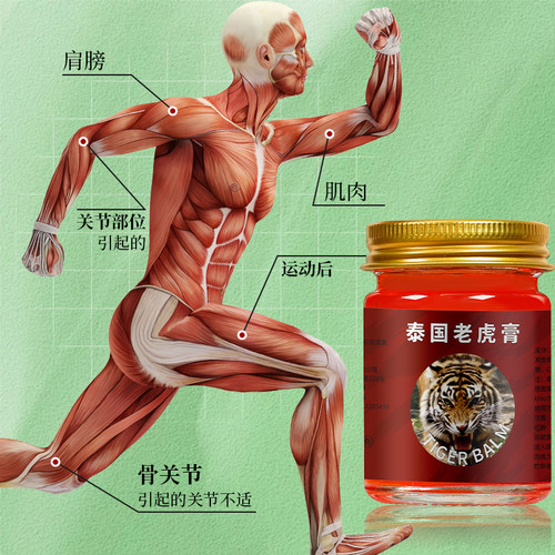 泰国老虎膏透骨膏正品万金油关节疼痛肌肉酸痛腰背肩颈活络发热 - 图1