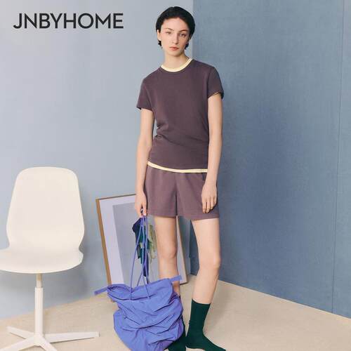 JNBYHOME江南布衣新品圆领修身家居服套装睡衣短袖简约外穿女 - 图2