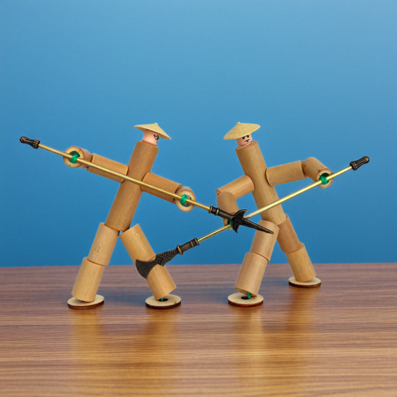 竹节人六年级手工教材豪华双人对战武器对战桌学生亲子玩具公开课 - 图0