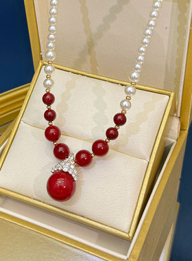 安克拉红珍珠项链2025年新款时尚