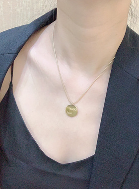 项链不掉色18k圆牌幸运ins长款