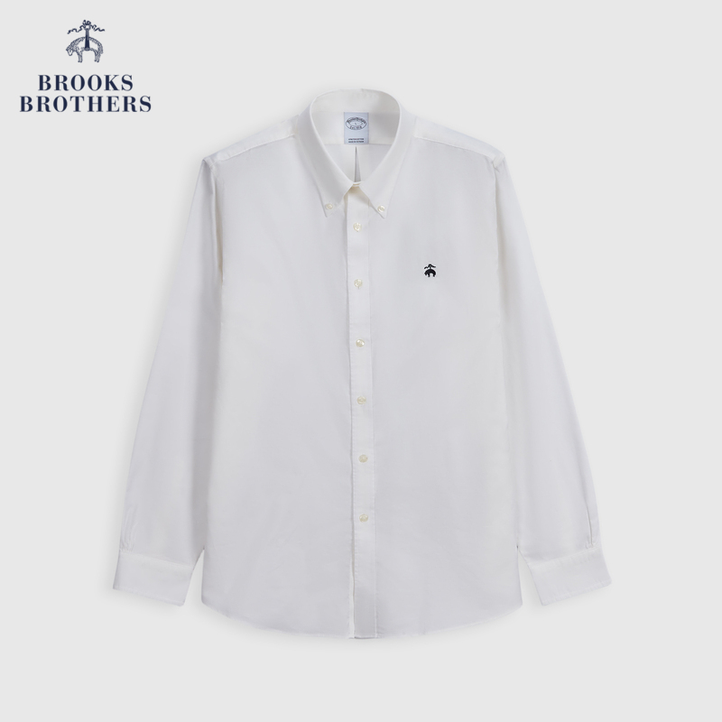 Brooks Brothers/布克兄弟男士24春夏新款刺绣logo扣结领休闲衬衫-图3