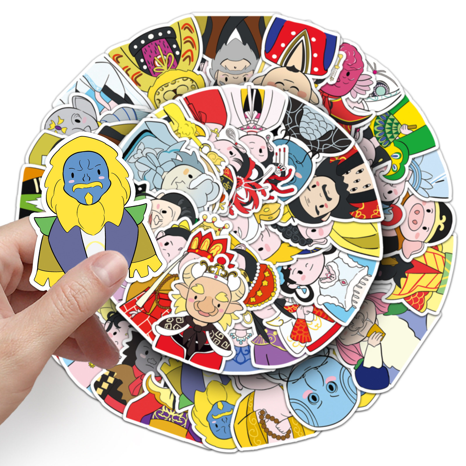 51张西游记人物贴纸卡通可爱孙悟空唐僧猪八戒原创手绘画防水贴画