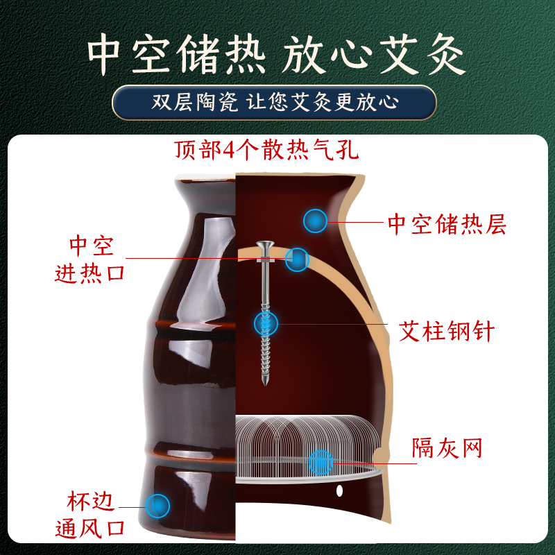 艾灸盒随身灸家用盒子柱条筒熏蒸仪灸馆专用陶瓷罐刮痧一体杯器具 - 图3