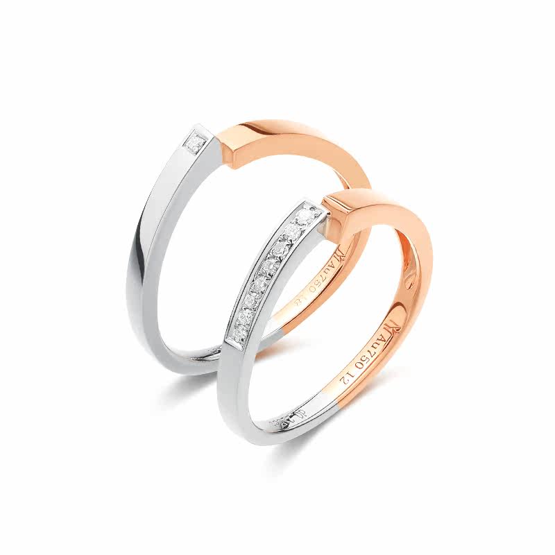 情侣对戒「偏爱」结婚18k金曼瑞珠宝 曼瑞手饰