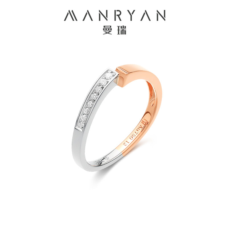 情侣对戒「偏爱」结婚18k金曼瑞珠宝 曼瑞手饰