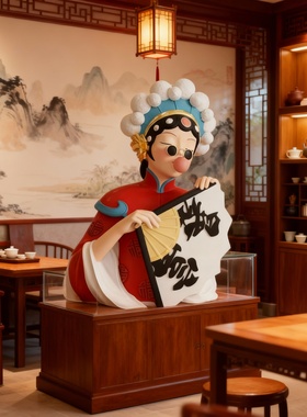 国潮京剧树脂手绘摆件节日礼物