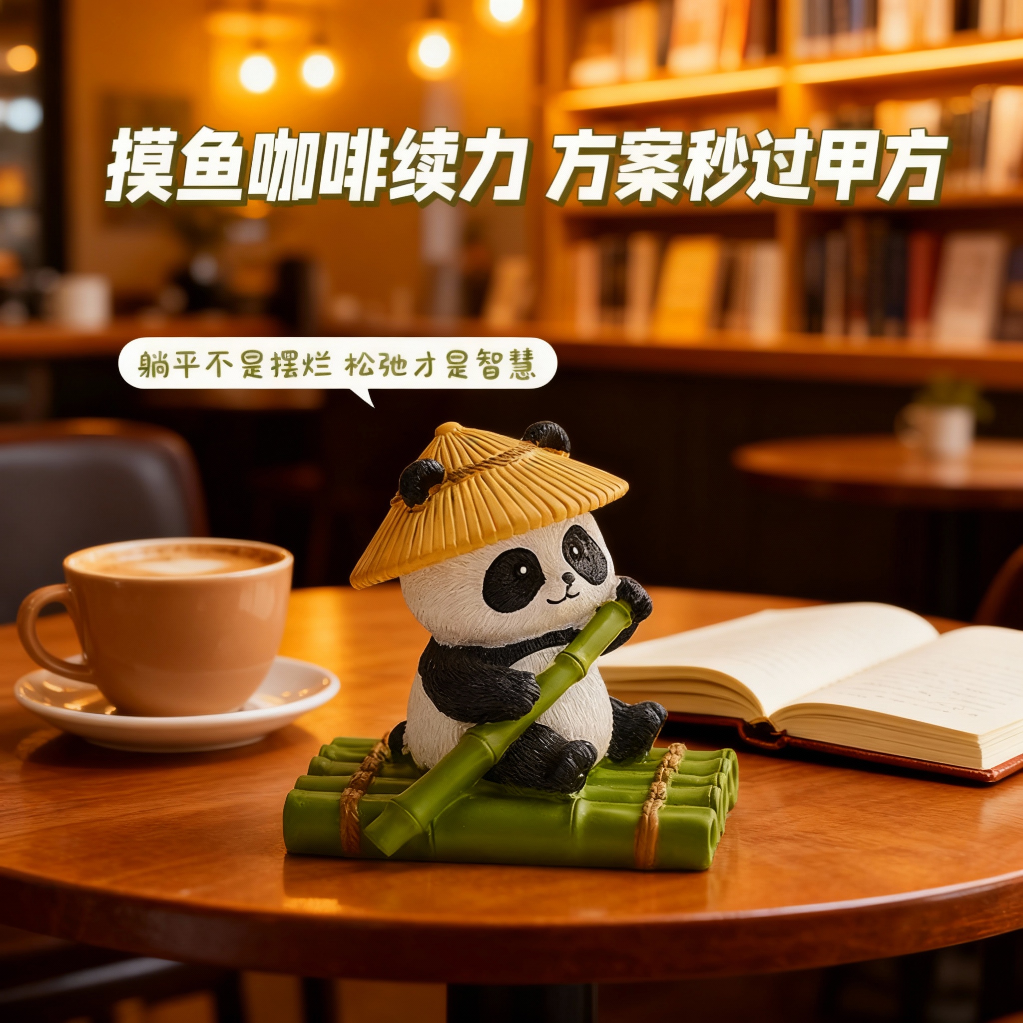 可爱熊猫桌面摆件手工制作卡通装饰品办公室工位小摆设 - 图3