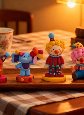 桌面摆件彩色马戏团创意儿童树脂