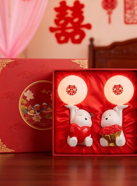 新中式小熊可发光桌面摆件礼盒