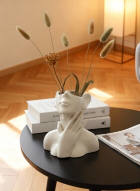 简约现代抽象陶瓷人像花瓶摆件