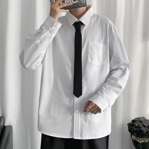 白衬衫商务正装修身韩版职业上班男士白色休闲西装衬衣男长袖免烫