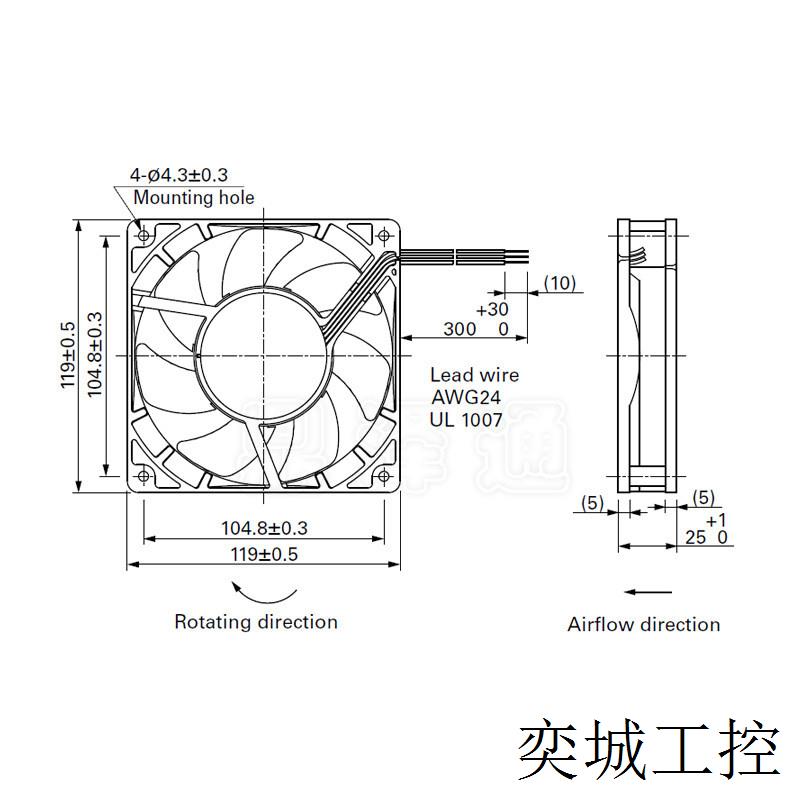 9GA1224S4001 12025 直流风扇7.44w 24V 0.31A 5400rpm 脉冲反馈 - 图2