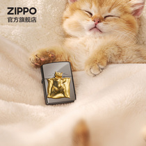 ZIPPO official flagship stores treasure kitty ten thousand sleeping kerosene windproof lighter creative badge for boyfriend gift