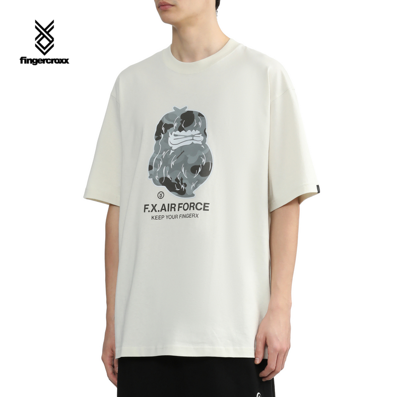 fingercroxx男装夏季新品个性图案印花圆领短袖T恤00586XM - 图0