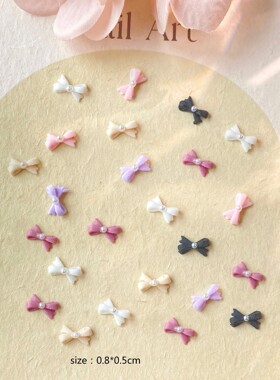 50pcs Mix Color Bow with Pearl Korea Style Nail Art Charms 3